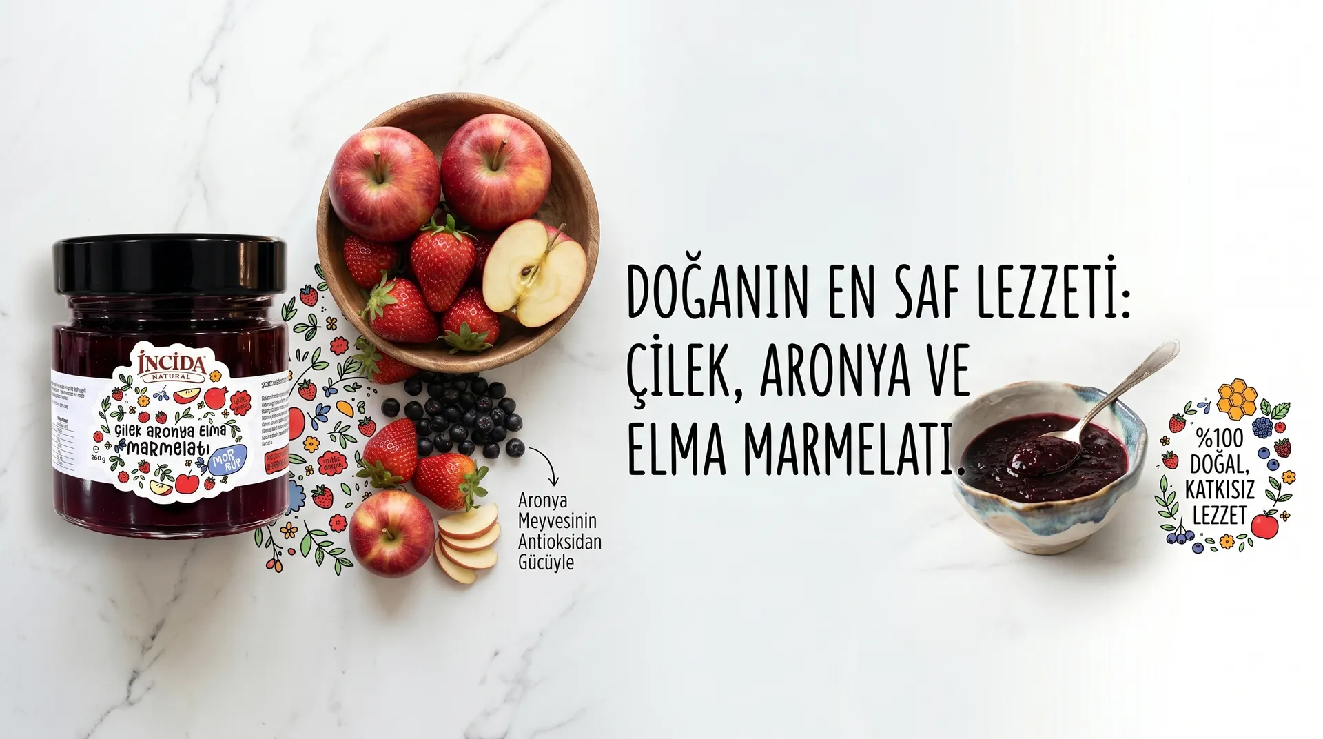 Çilek Aronya Elma Marmelatı